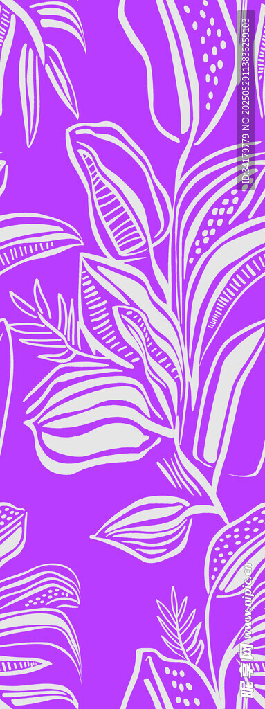 紫色花卉植物無縫圖案