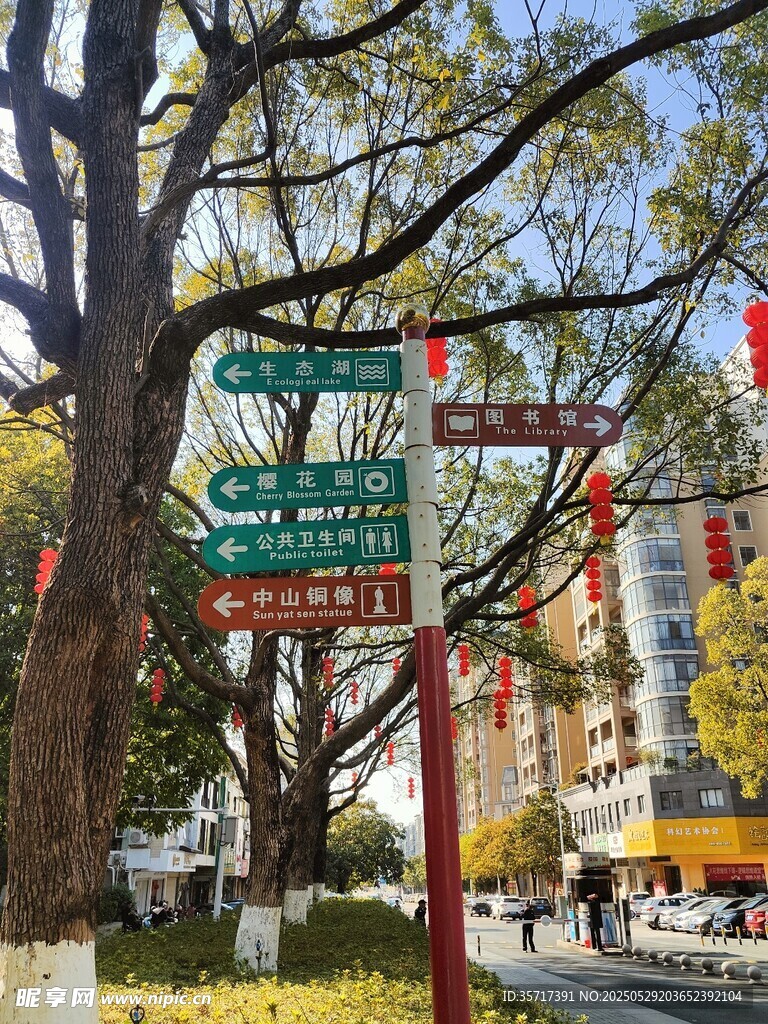 街頭多方向指示路牌