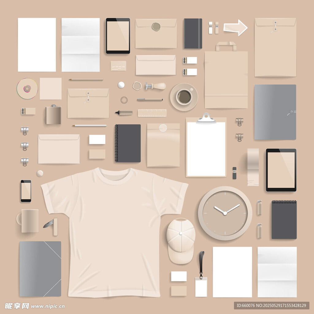 簡約辦公用品與服飾VI展示