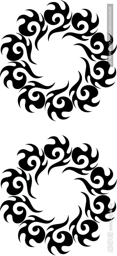 復(fù)古花紋圓形裝飾圖案