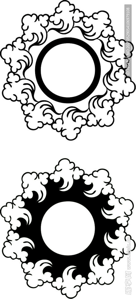 黑白花紋圓形圖案設計