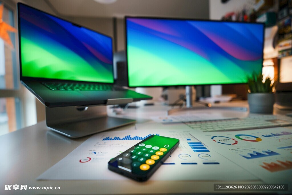 現代科技風的電腦工作場景