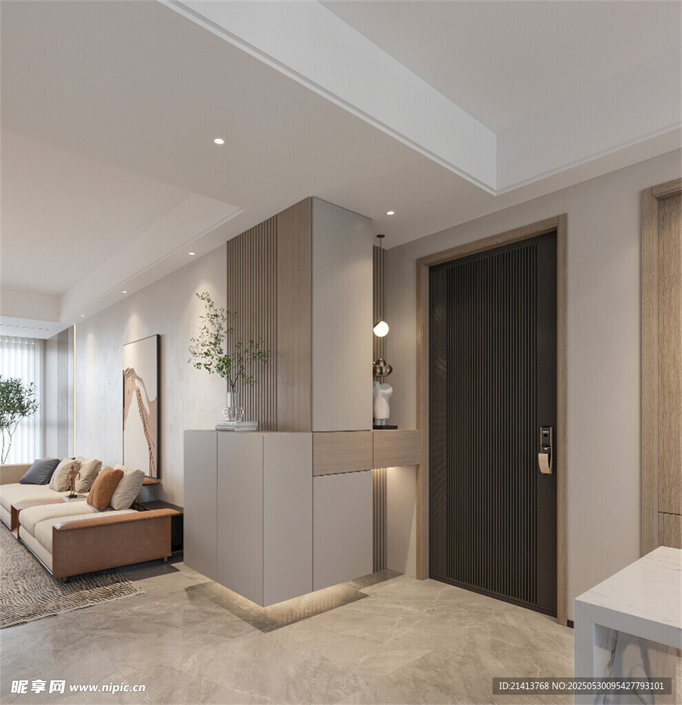 現(xiàn)代簡約風客廳入門視角
