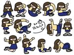 女孩多樣動作表情插畫