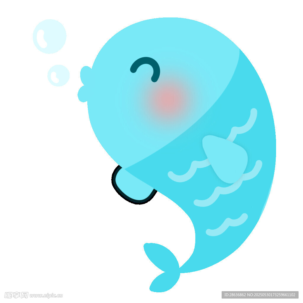 可愛藍色卡通小鯨魚