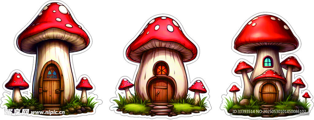 蘑菇小屋插畫
