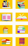 多彩書籍文具圖標集合