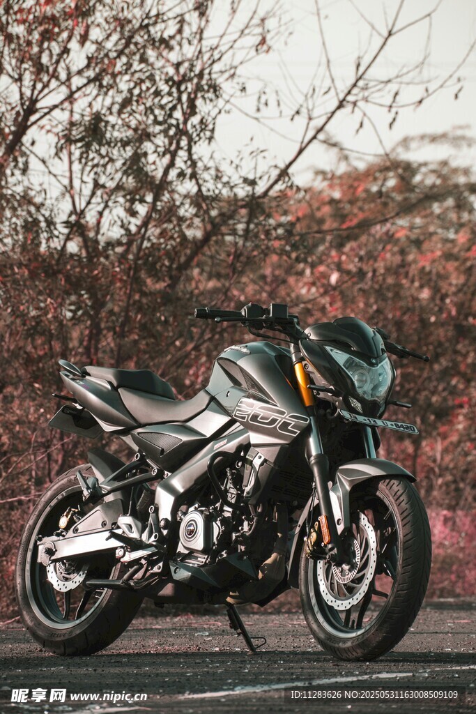 炫酷摩托車(chē)停于戶(hù)外景色中