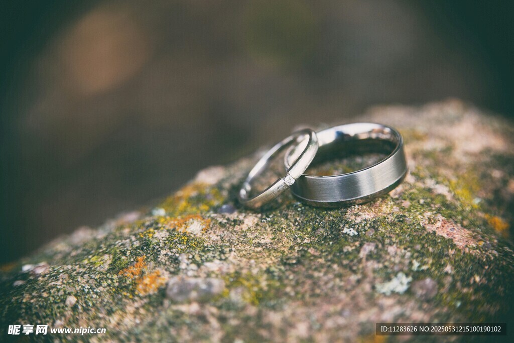 巖石上的情侶結(jié)婚戒指