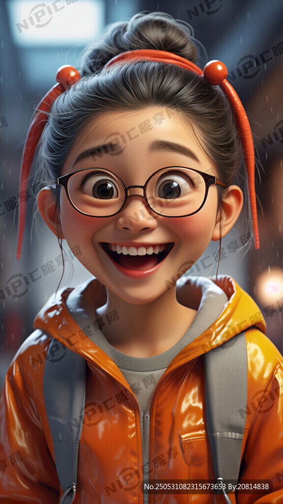 微笑的可愛的女卡通人物 大頭