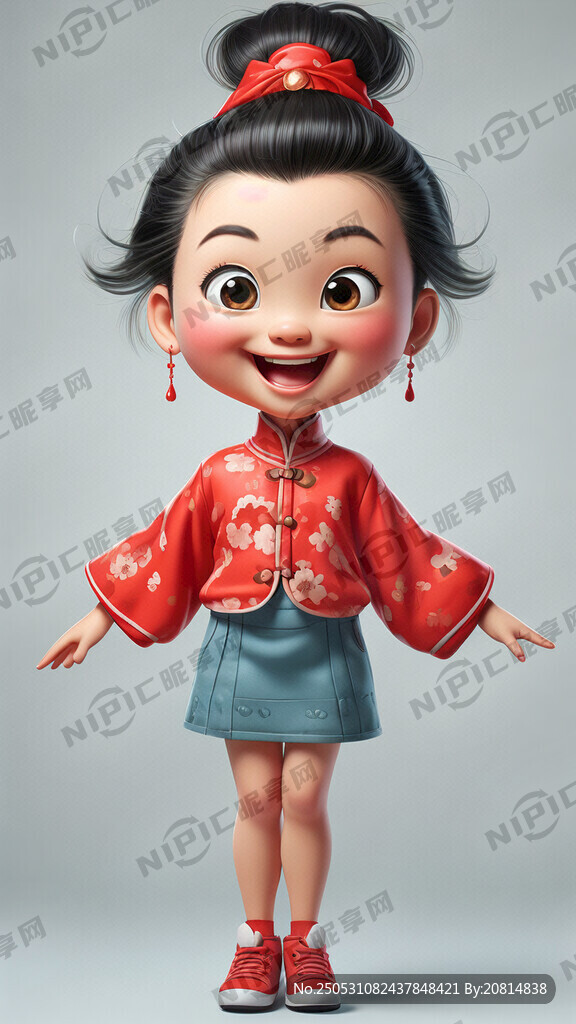 微笑的可愛的女卡通人物 大頭