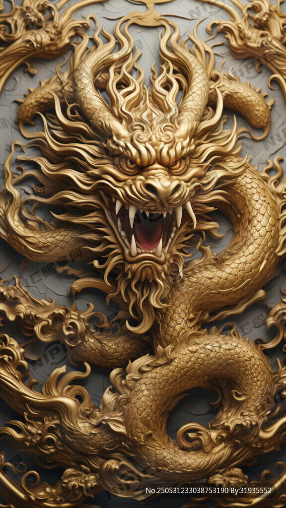 金色盤龍   浮雕