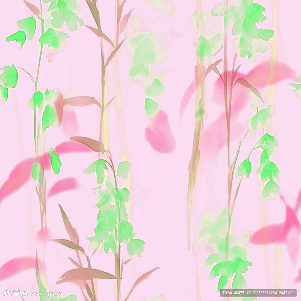 粉色系植物水彩風(fēng)插畫