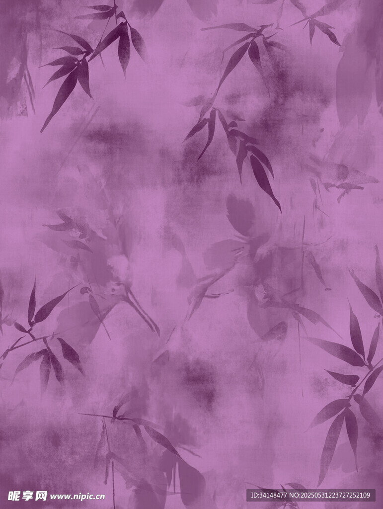 紫色竹葉花紋圖案背景