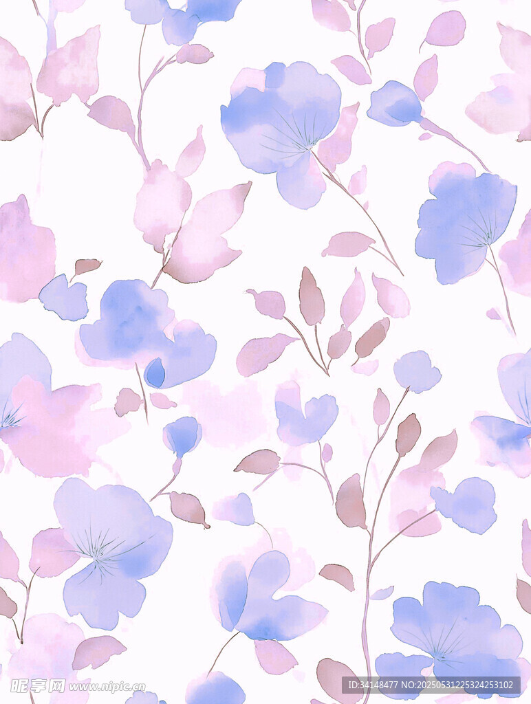 淡彩花卉無縫圖案背景