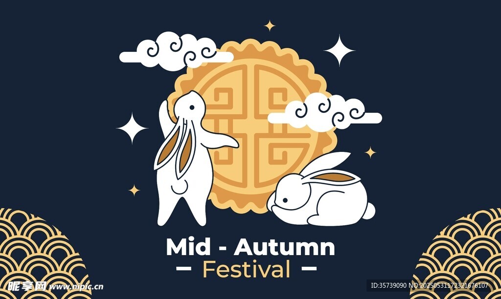 中秋玉兔賀圖