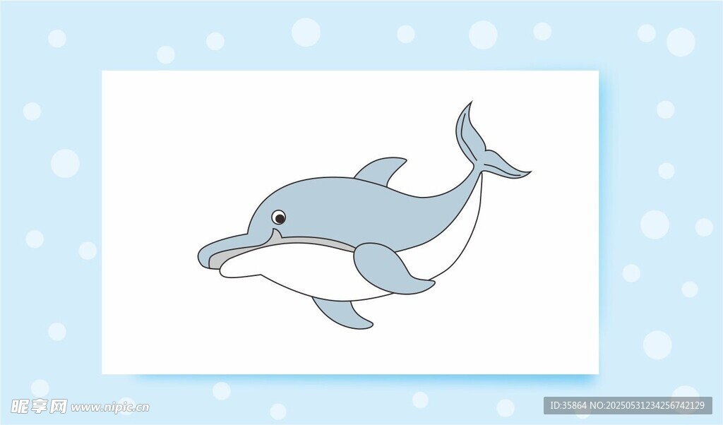 可愛卡通海豚插畫