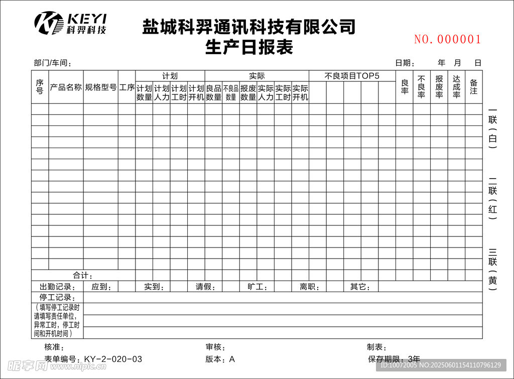 生產報表 聯單