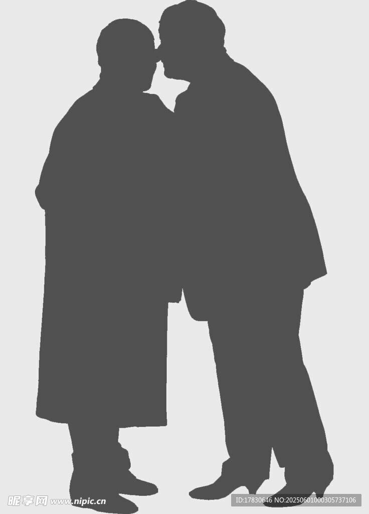 老年夫妻親吻剪影