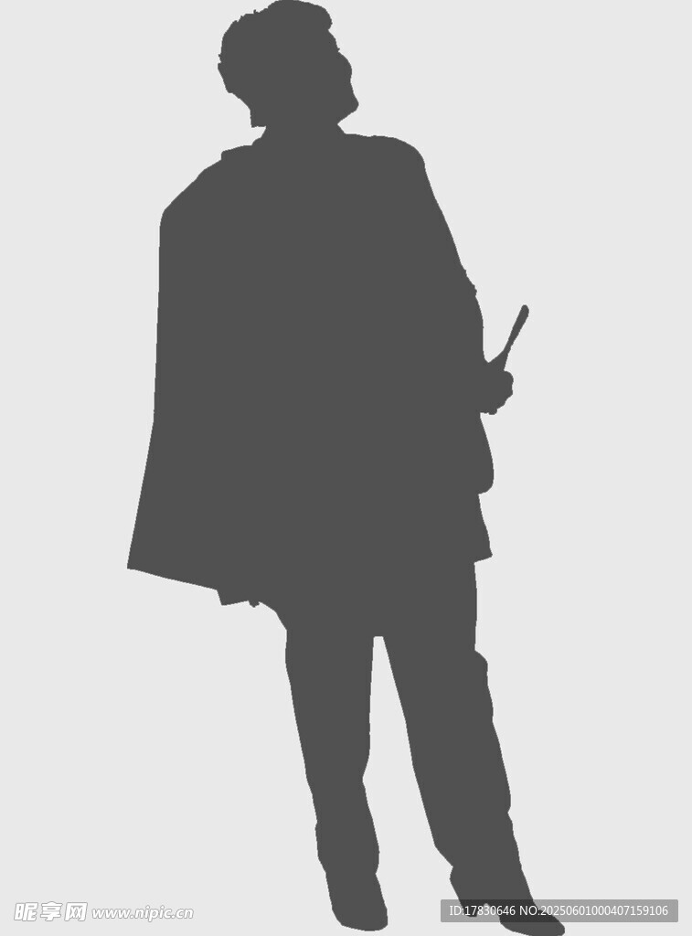 持杖披風人物剪影