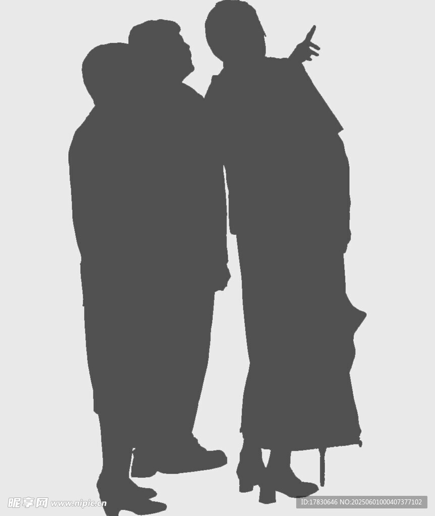 三人剪影姿態各異