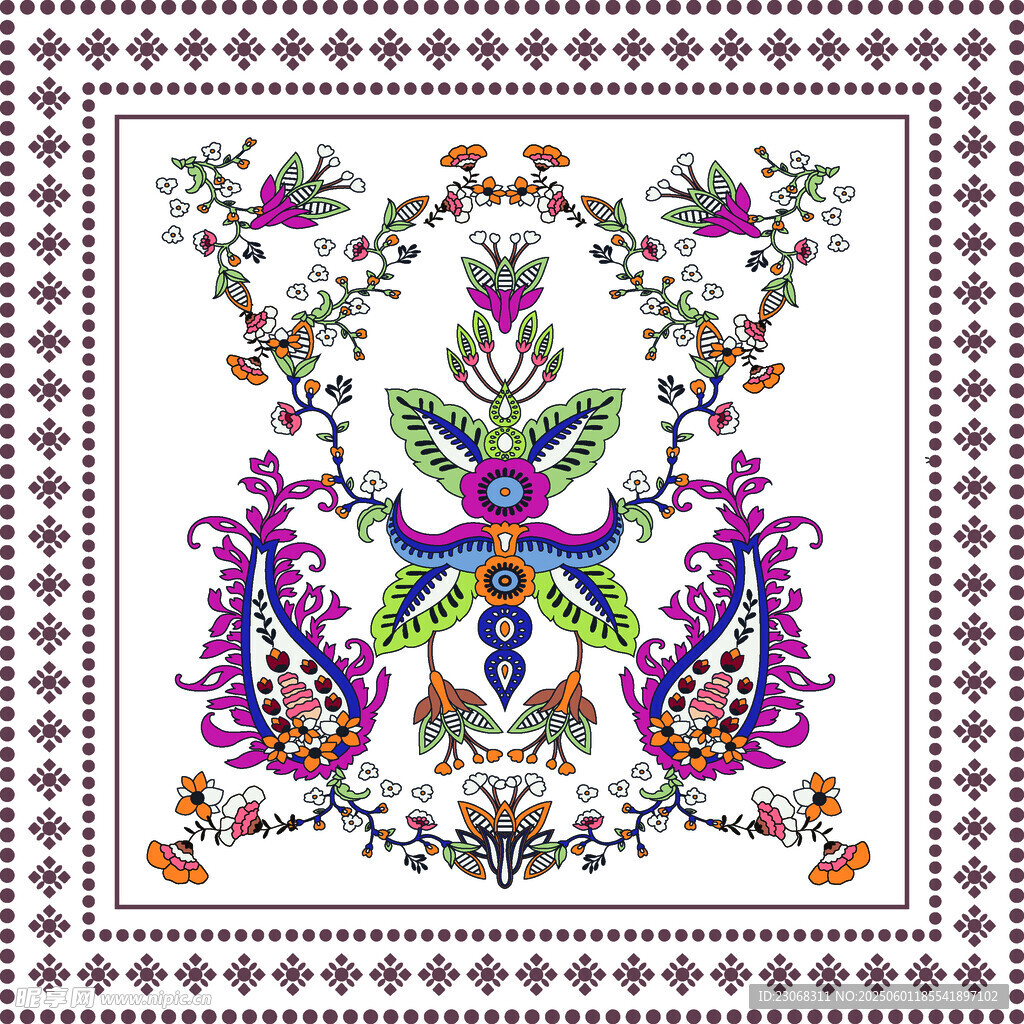 民族風(fēng)花卉刺繡圖案設(shè)計(jì)