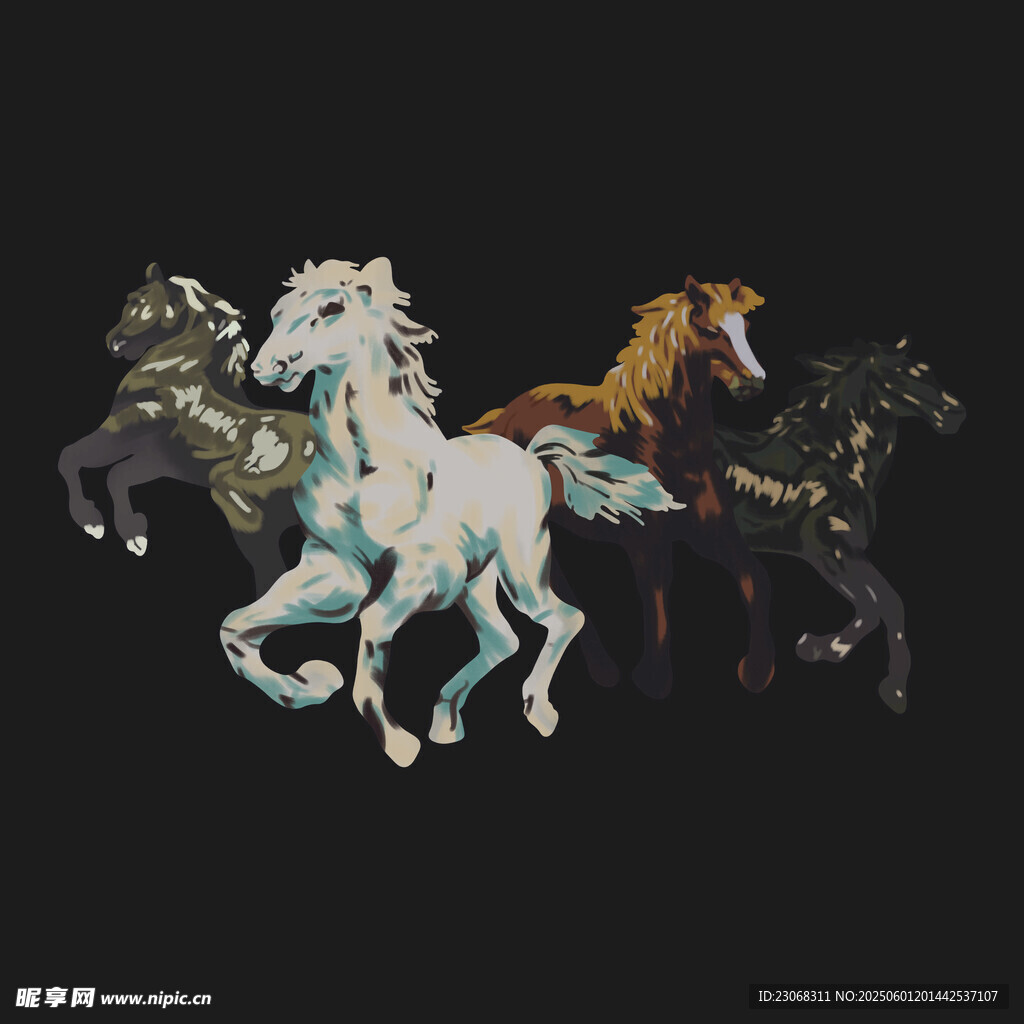 奔騰駿馬圖