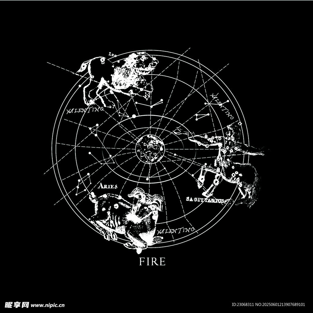 復(fù)古星座星圖圖案設(shè)計(jì)