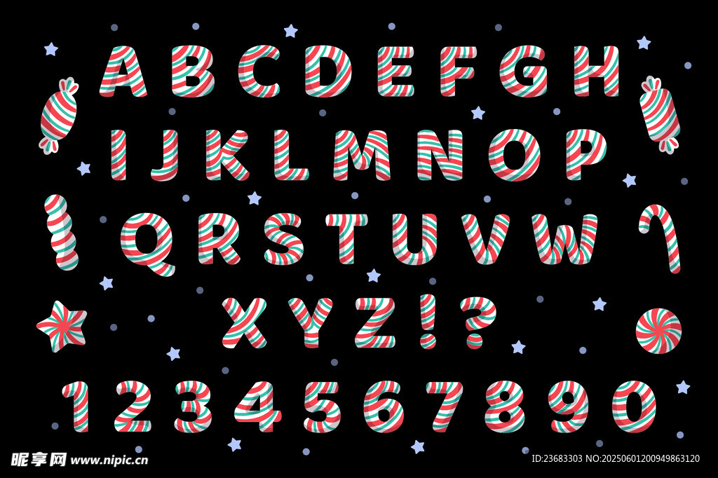 糖果字母數字矢量圖