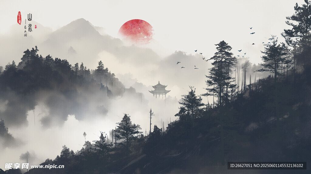 國風山水背景