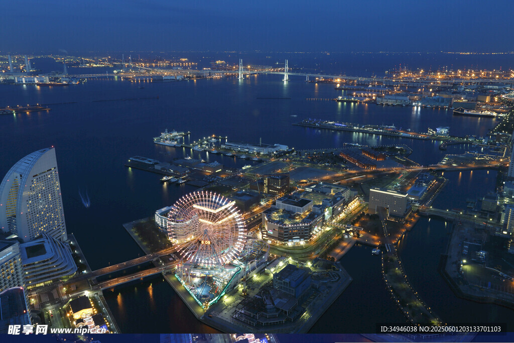 城市璀璨夜景俯瞰圖