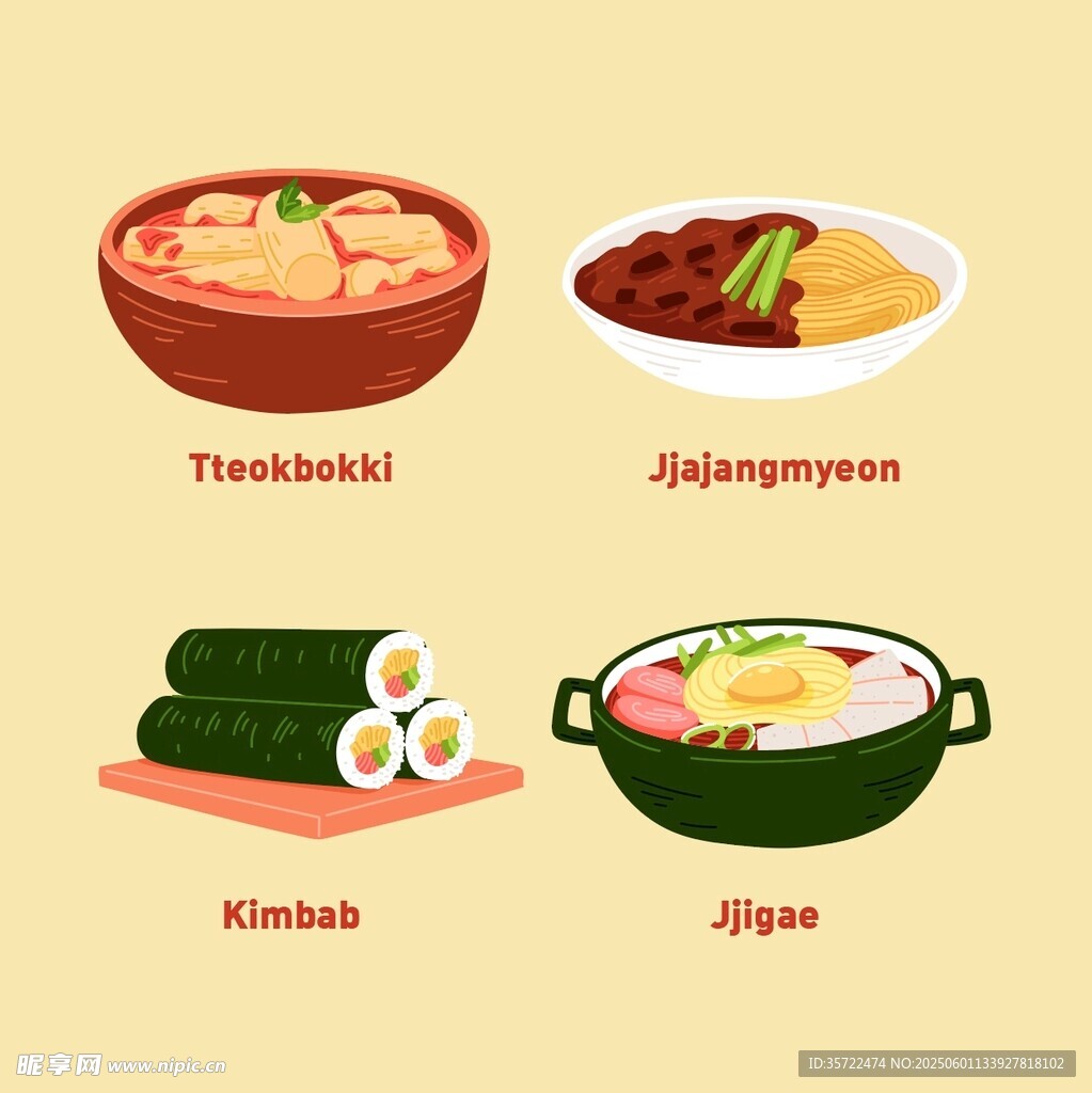 多樣亞洲美食展示