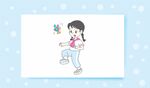 可愛女孩踢毽子