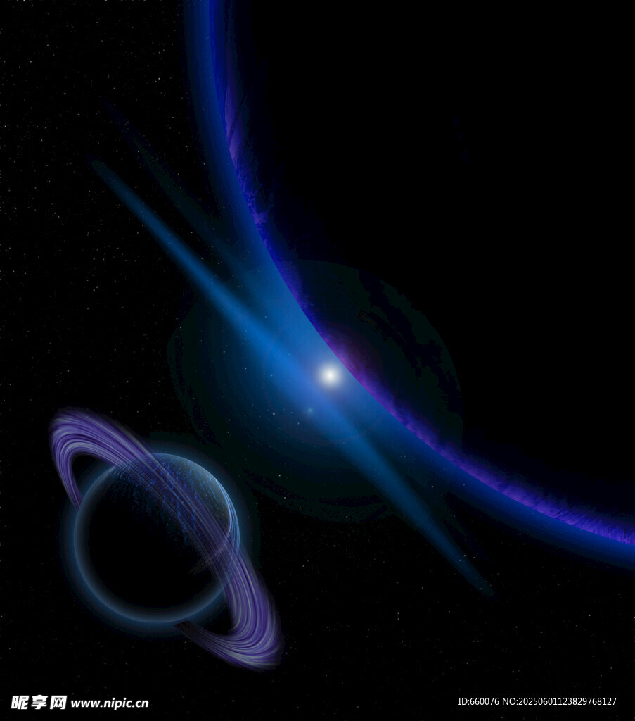 神秘宇宙中的星球與光環(huán)