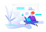 女性專注使用筆記本電腦辦公