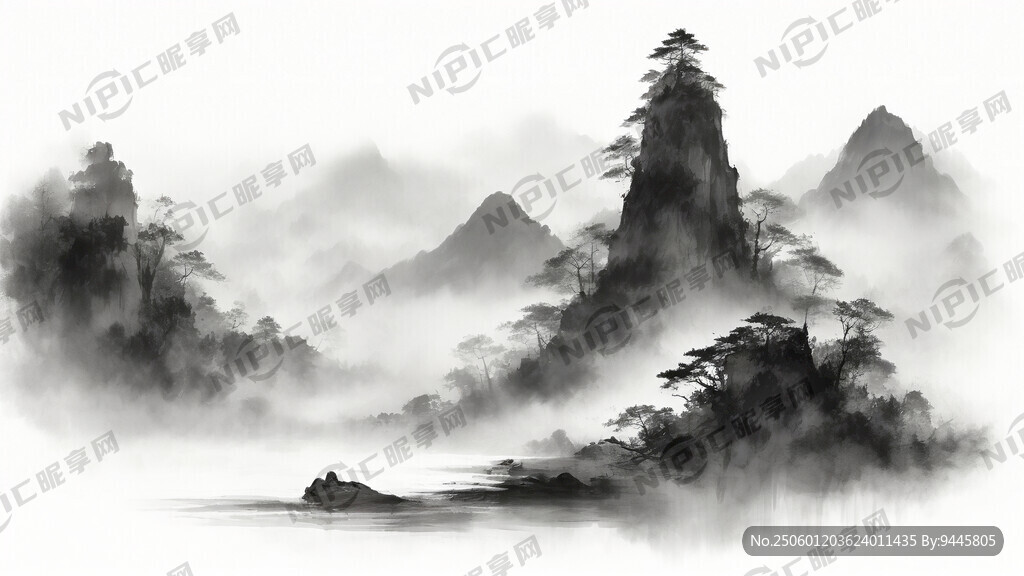 山谷 中國風 中國畫 山水