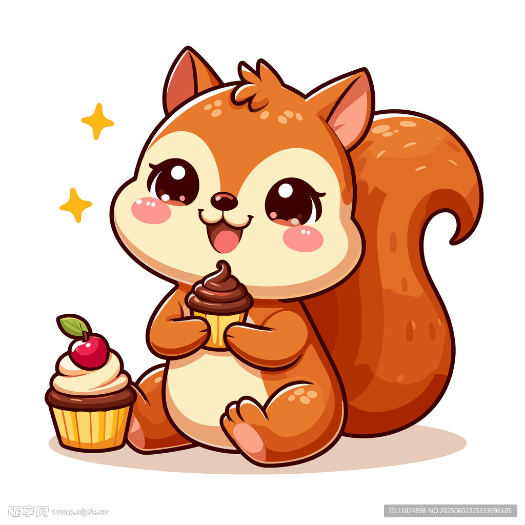 可愛(ài)松鼠享用美味小蛋糕