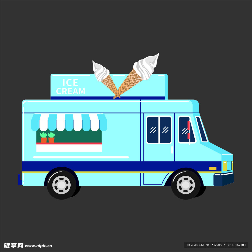 矢量冰激凌車