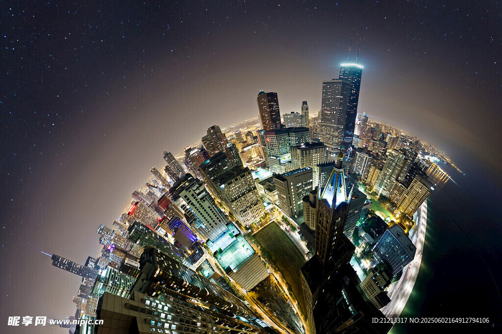 城市夜景微縮景觀俯瞰圖