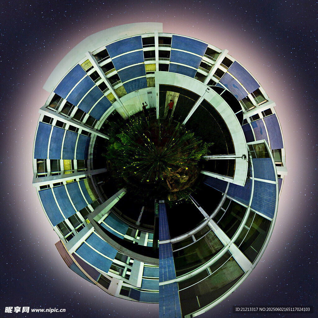 圓形拼接建筑景觀畫面