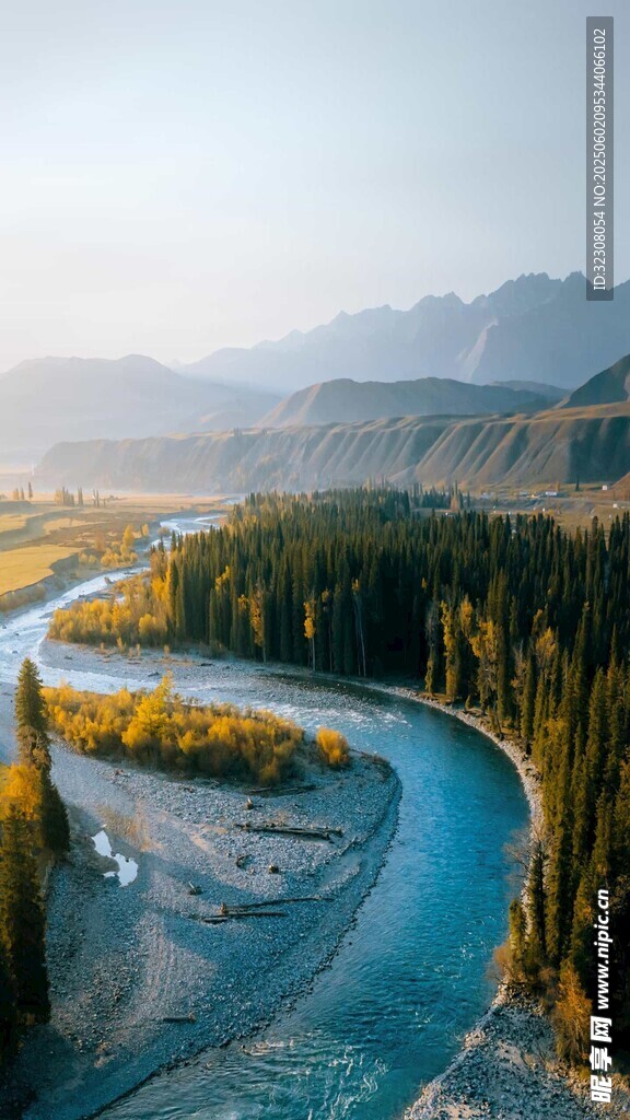 蜿蜒河流與蔥郁山林美景