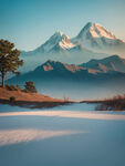 雪山湖畔美景