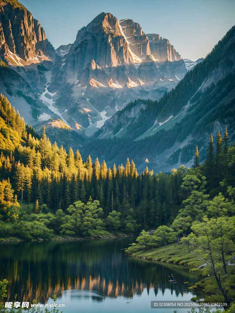 山間靜謐湖景 秀麗風光