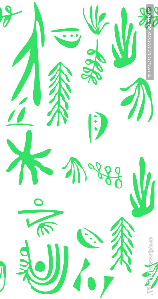清新綠色植物圖案元素