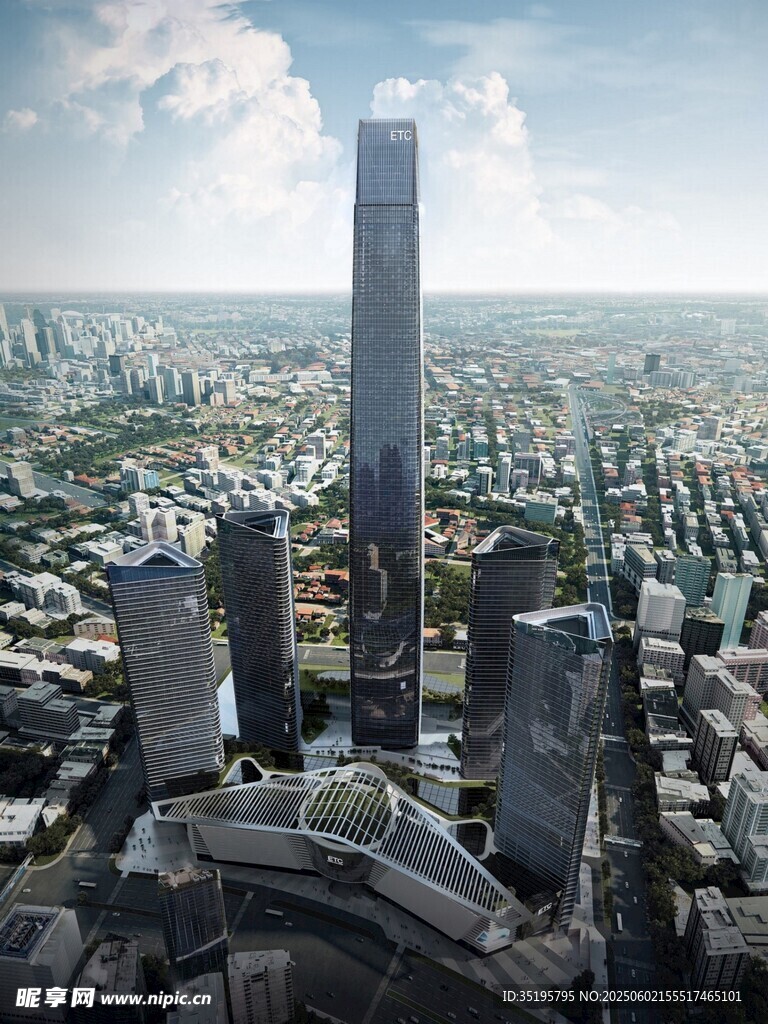 俯瞰繁華都市摩天大樓景觀