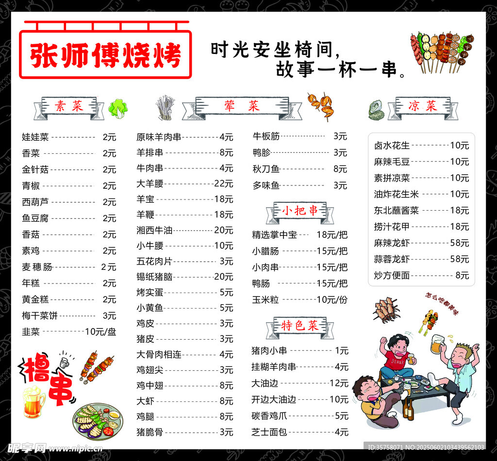 燒烤店菜單價(jià)目表展示