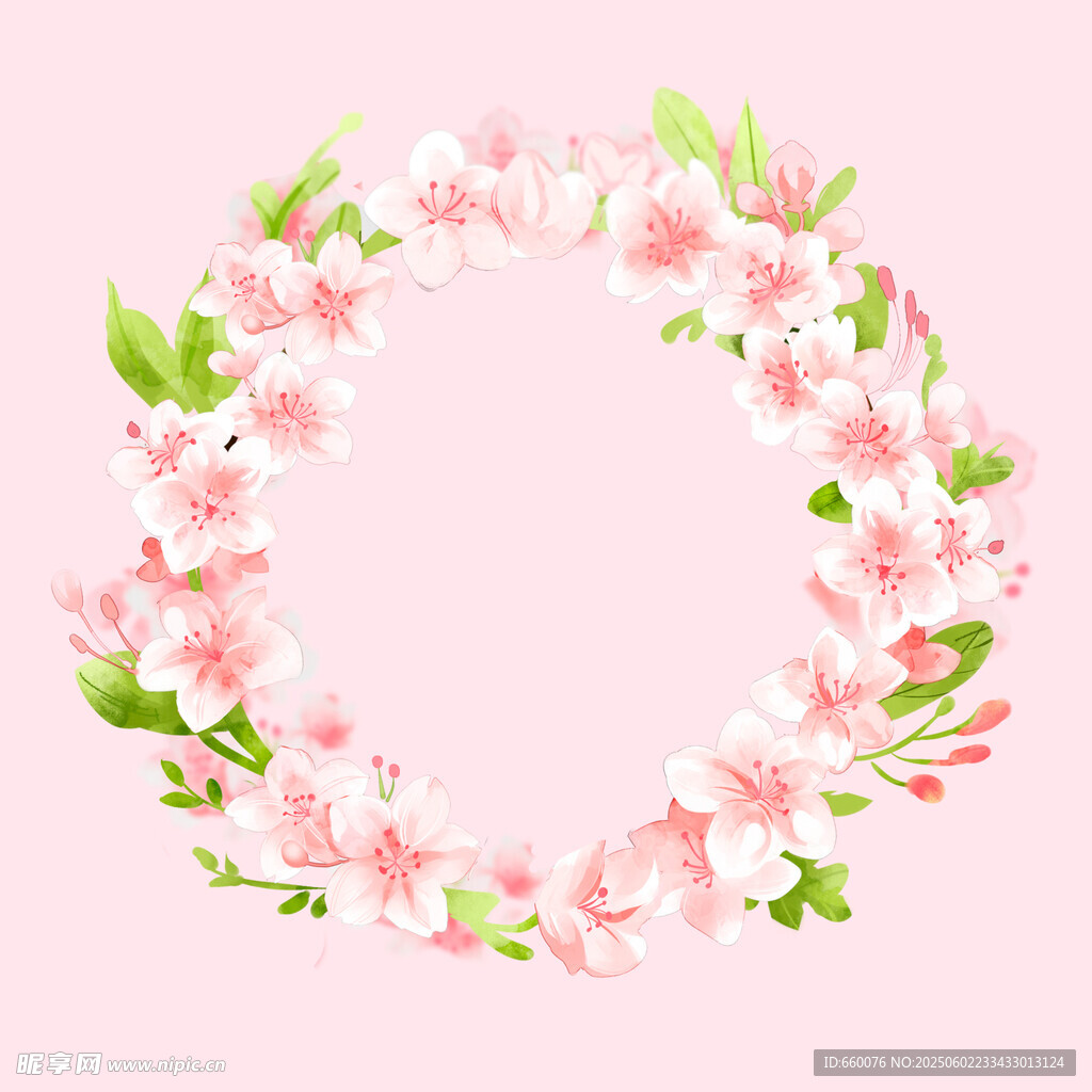 粉色花卉花環裝飾插畫