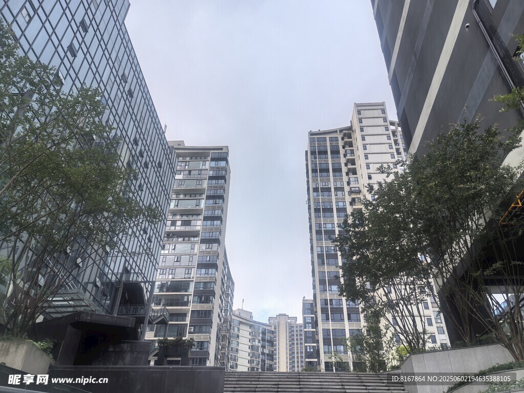 城市高樓間的綠植景觀