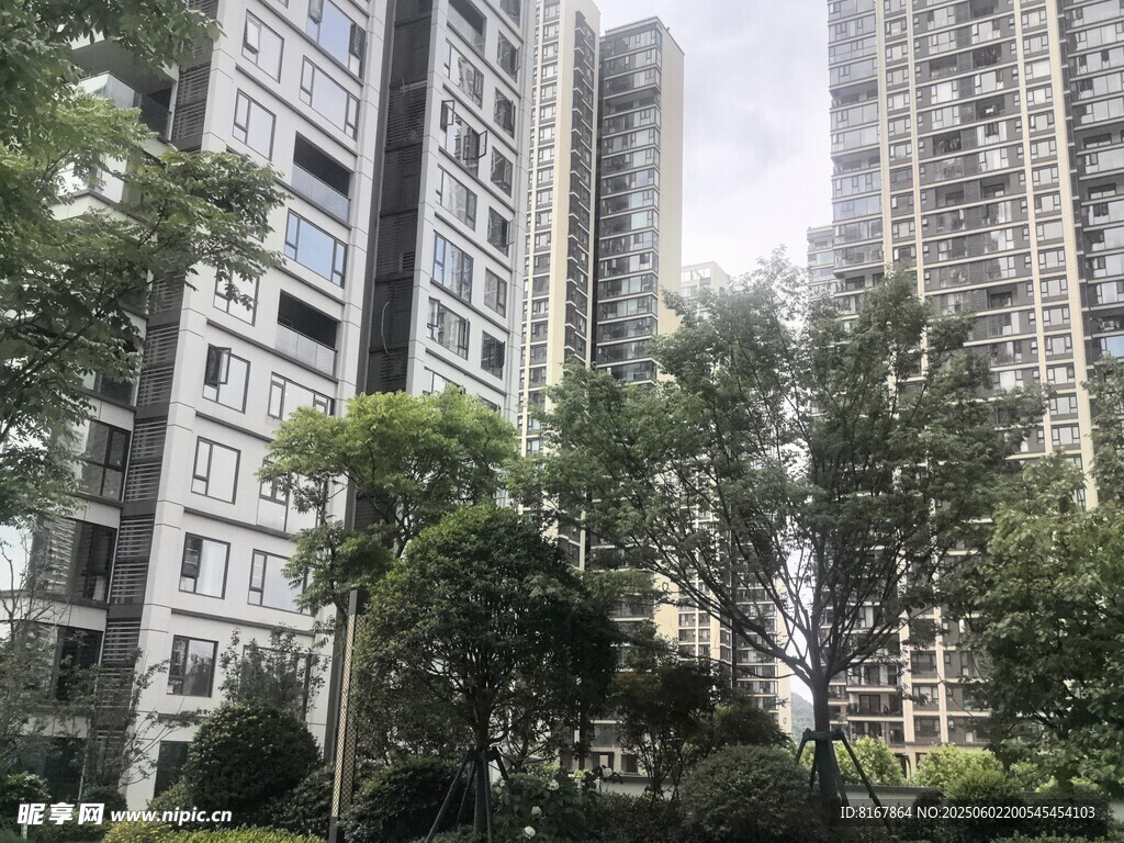 城市高樓間的綠植景觀