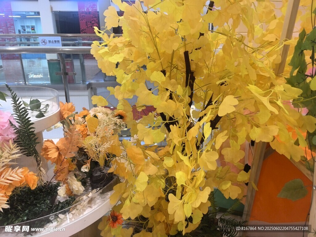 金黃仿真花裝飾擺件展示